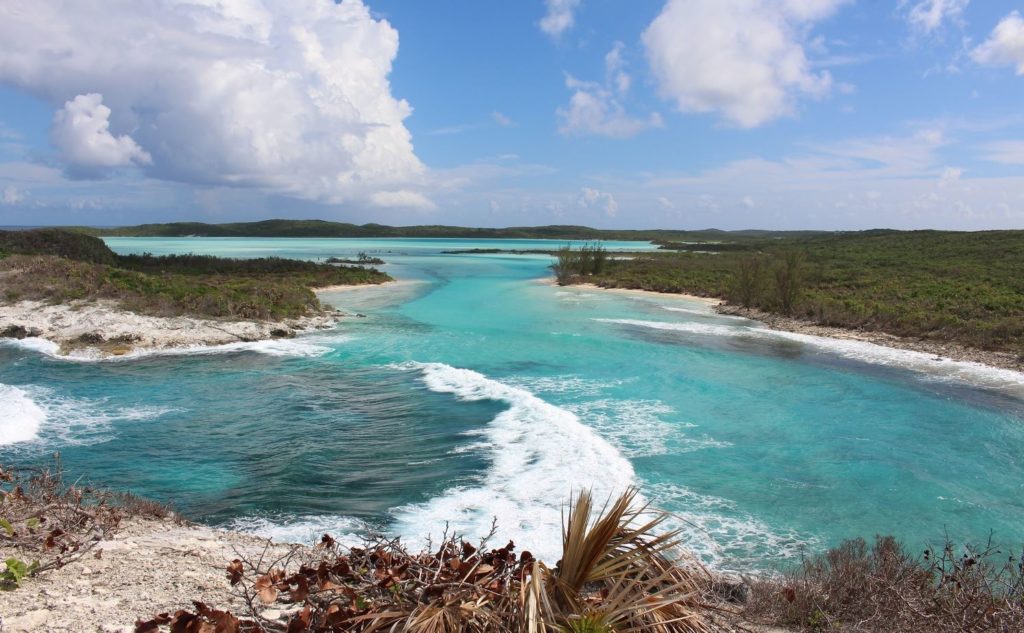 View from the Columbus Monument, Long Island, Bahamas. Author and copyright Marco Ramerini.